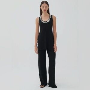 Nocturne Black Mother of Pearl CoOrd Knit Pant Set NWT M